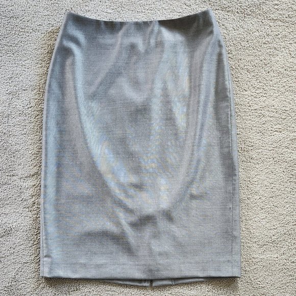 Max Mara silverish gray textured wool/silk skirt Sz 6 Made in Italy - Picture 4 of 8